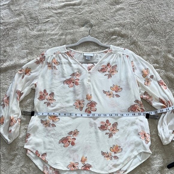 Liz Claiborne Multicolored 3/4 Sleeve Blouse with Mandarin Collar - Picture 4 of 7